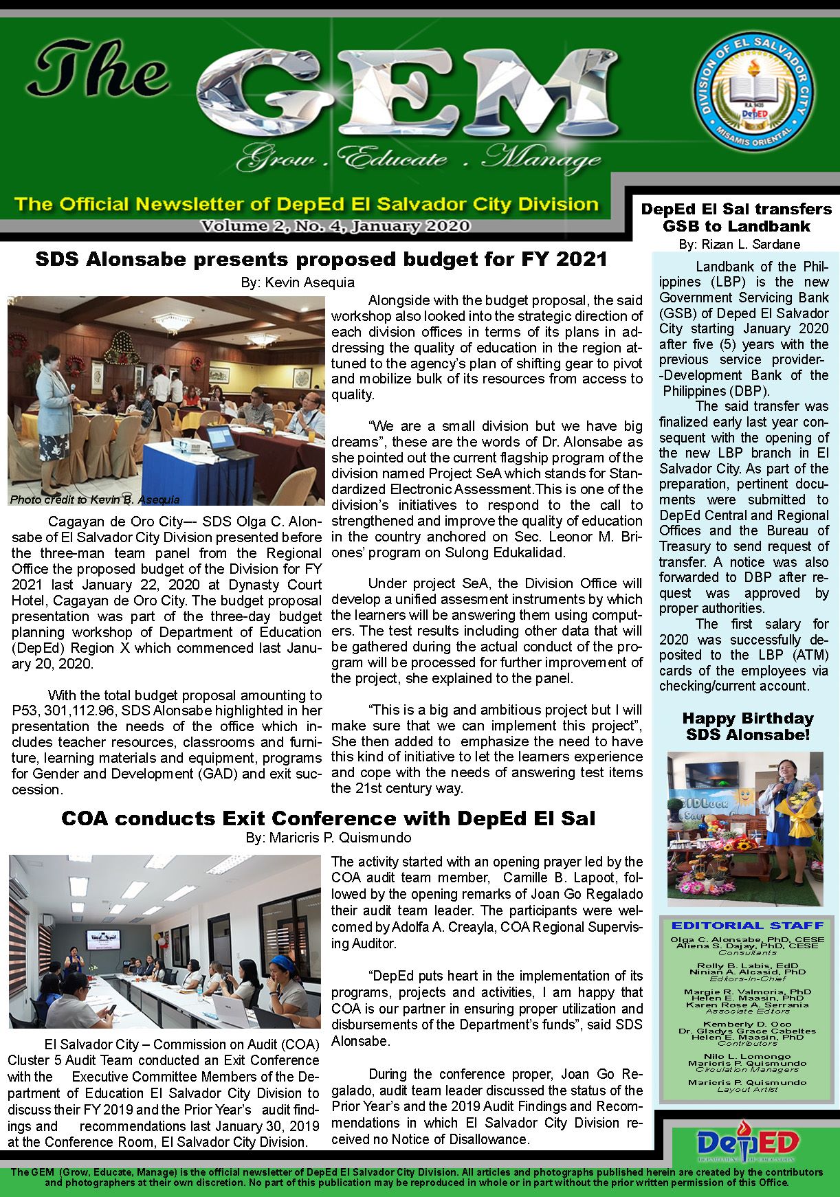 The GEM Newsletter Volume 1